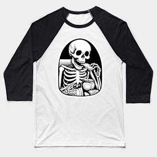 Skeleton Snacks Baseball T-Shirt